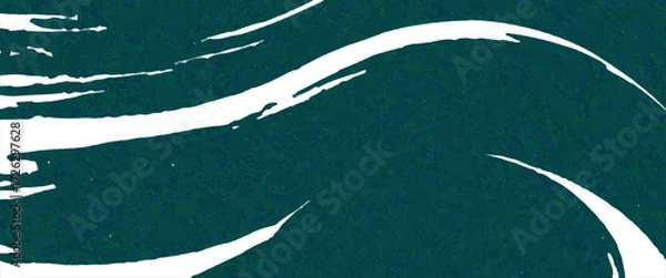 Fototapeta Hand drawn grainy green brush stroke with spray texture. Rough thick brush stroke texture. Grunge distress damaged old banner with zigzag bold line. Spray green trend paint effect modern