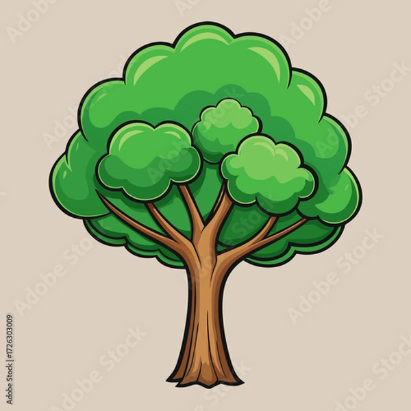 Fototapeta vector tree with green leaves