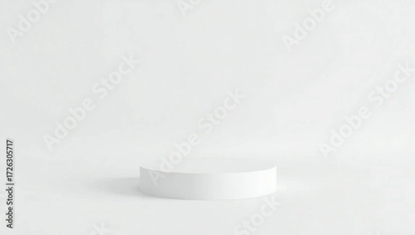 Obraz Minimalist white podium with subtle shadow on a clean white background