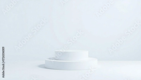 Obraz Minimalist white podium with soft lighting and clean background