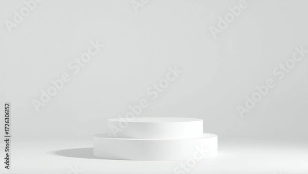 Obraz Minimalist white podium or pedestal for product display with soft shadows
