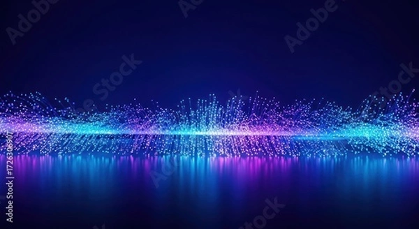 Obraz Abstract futuristic background with glowing particles and reflection a modern design with vibrant