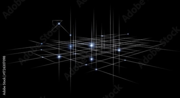 Obraz Abstract grid background with light points perfect for modern tech presentations and visualizations