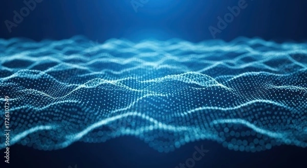 Obraz Abstract network landscape in blue hues, representing data flow and connectivity, digital art