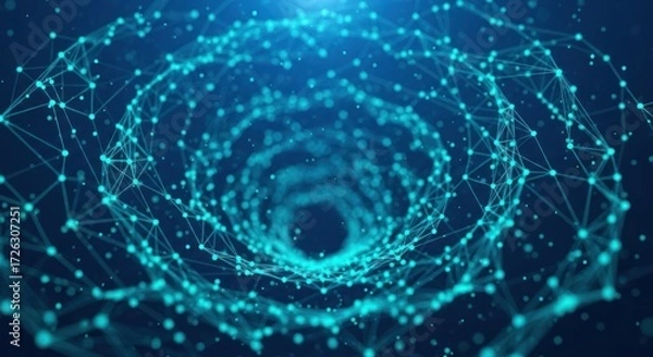 Obraz Abstract network tunnel with glowing connections and nodes symbolizing technology