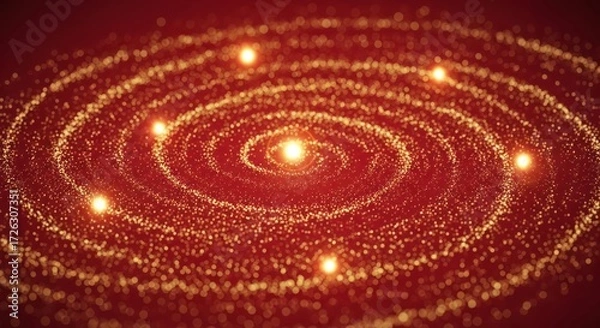 Obraz Abstract Spiral Galaxy Illustration with Sparkling Particles and Starry Formation