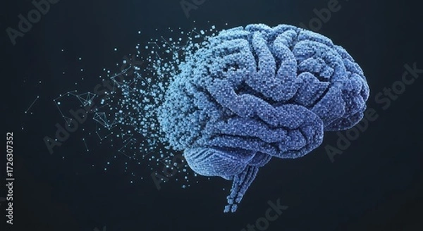 Obraz Abstract representation of a human brain dissolving, conveying memory loss concept
