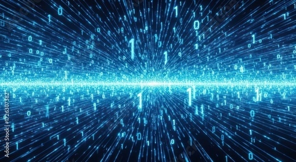 Obraz Abstract technological background with binary code zeros and ones cyber space