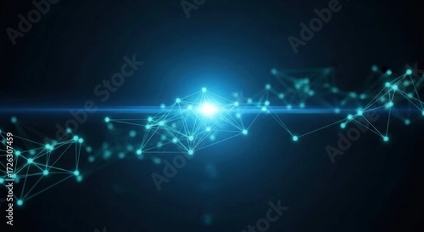 Obraz Abstract technology background with glowing nodes and connections symbolizing innovation and
