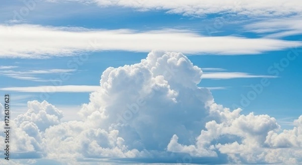 Obraz Beautiful blue sky filled with fluffy white clouds creating a serene and peaceful atmosphere