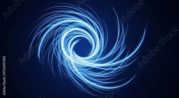 Obraz Blue Vortex of Light Streaks on Dark Background Creates Mesmerizing Visual Effect