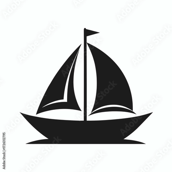 Fototapeta Illustration of a sailing boat, showcasing a simple and elegant design suitable for nautical themes and minimalist projects, vector art