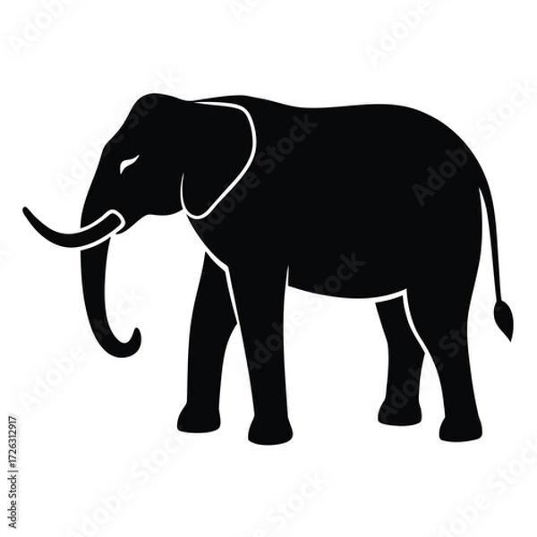 Fototapeta Vector art of majestic elephant silhouette, showcasing its powerful presence and intricate details, capturing the essence of wildlife and natures beauty in a simple yet striking design
