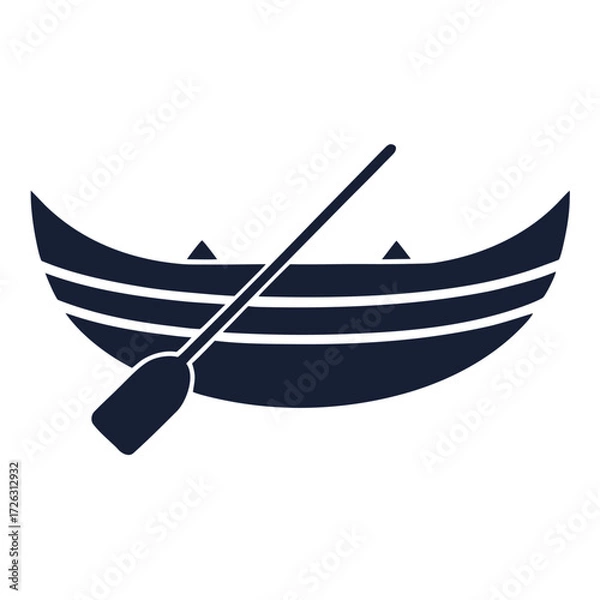 Fototapeta Illustration of a boat with an oar, showcasing a simple and elegant design suitable for nautical themes and minimalist projects, vector art