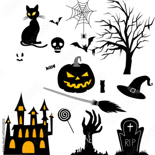 Fototapeta  halloween elements png  transparent background