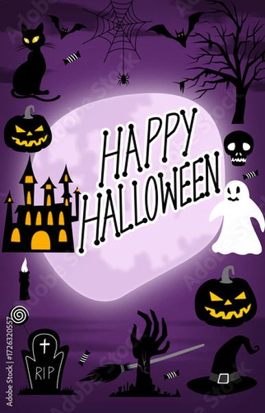 Fototapeta halloween background with pumpkin halloween elements