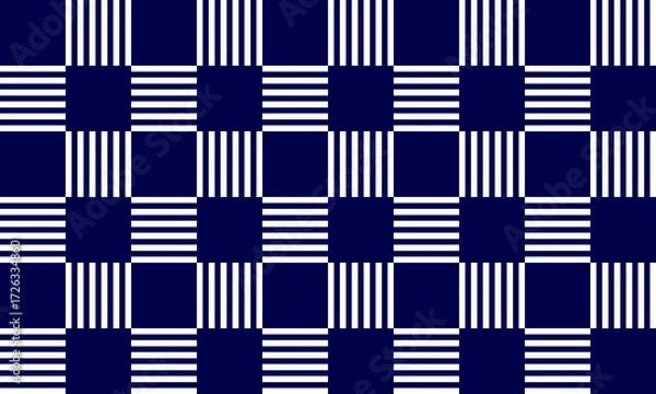 Fototapeta Classic plaid or checkerboard pattern with a navy blue and white combination.