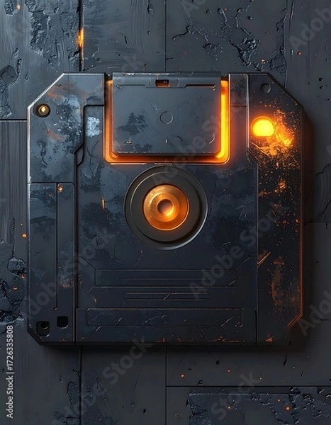 Fototapeta Retro futuristic floppy disk