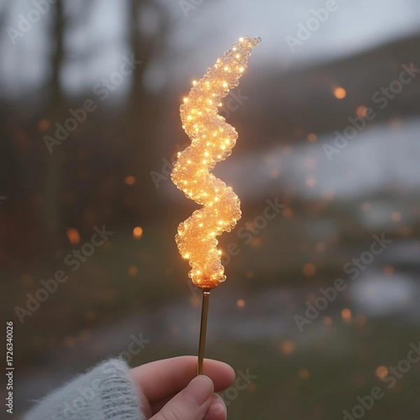 Obraz Handheld glowing spiral, warm light,  soft focus