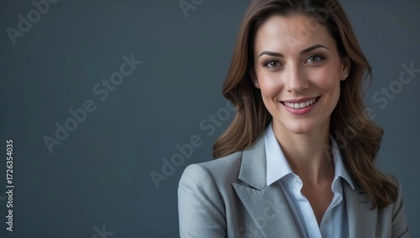 Fototapeta Smart, intelligent, friendly, likable portrait of an executive business woman manager, advisor, agent, representative