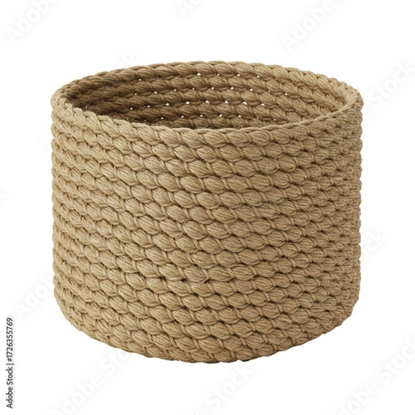 Fototapeta Decorative wicker basket for storing natural color and texture on a transparent background isolate