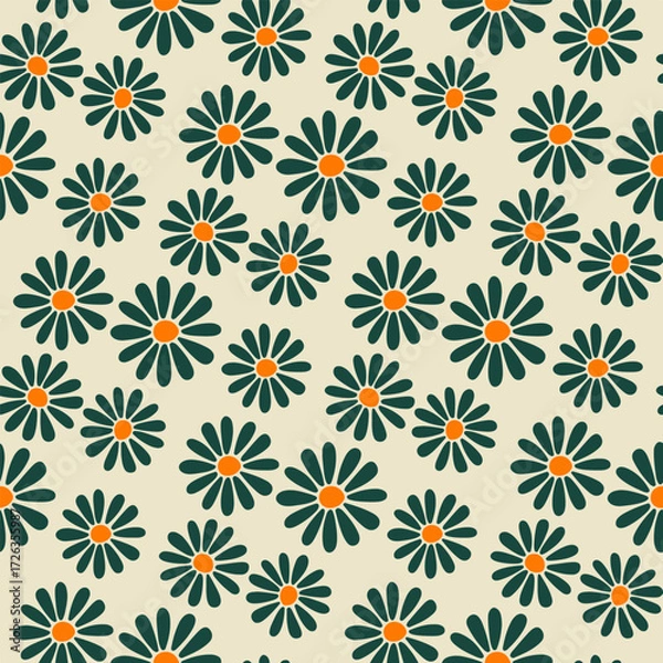 Obraz floral illustration border seamless pattern decoration poster