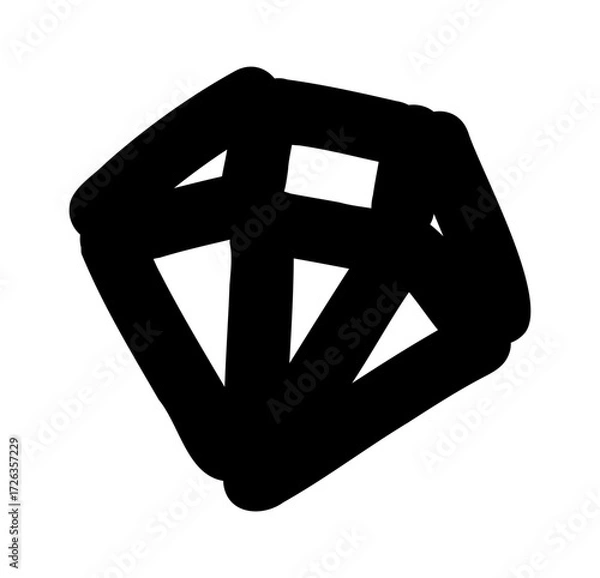 Fototapeta Hand-drawn doodle diamond icon simple cute sketch gemstone luxury value precious jewel isolated on white background for design and decoration.