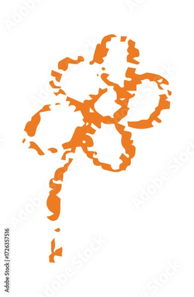 Fototapeta Hand-Drawn Crayon Style Flower Vector, Abstract Orange Doodle Illustration, Perfect for Kids' Designs, Crafts, Educational Materials, and Playful Projects