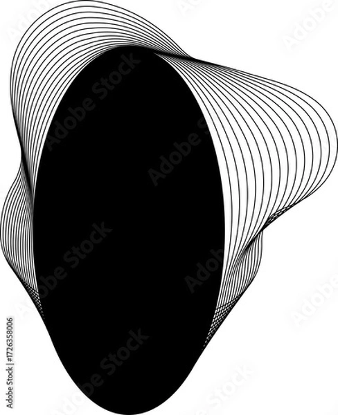 Fototapeta Oval blend emblem. Wave line with frame