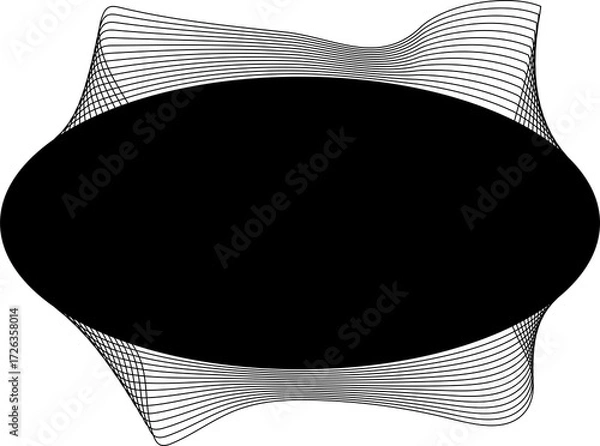 Fototapeta Oval blend emblem. Wave line with frame