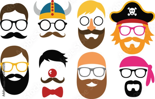 Fototapeta Collection of fun and silly photo booth props and accessories