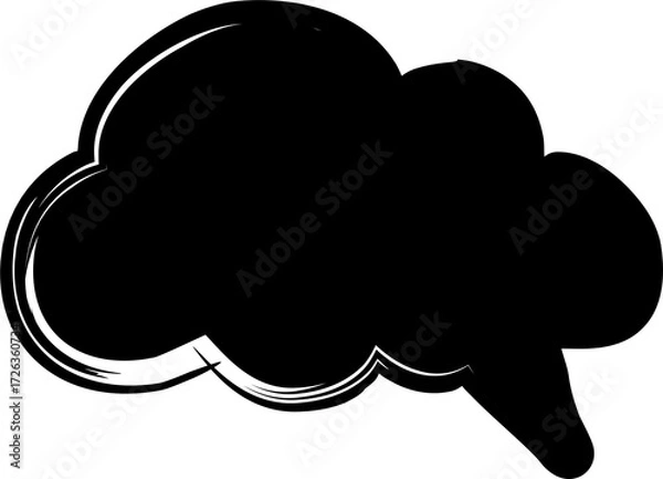 Fototapeta Speech bubble drawn with brush and paint, chat, message