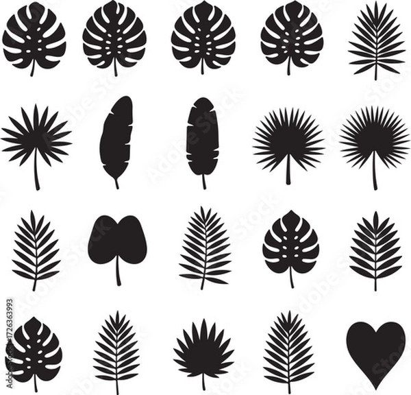 Fototapeta Tropical Foliage Silhouettes: A collection of stylized silhouettes of lush tropical leaves, perfect for adding a touch of nature and elegance to any design.