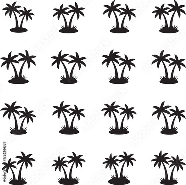 Fototapeta Island Silhouette: A rhythmic display of the island silhouettes arranged in a grid, representing the charm of tropical environments.