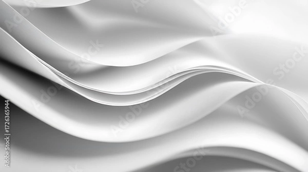 Fototapeta Abstract monochrome showcasing smooth, undulating waves forming elegant, flowing curves and soft shadows