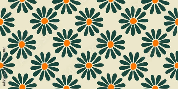 Obraz floral illustration border seamless pattern decoration poster