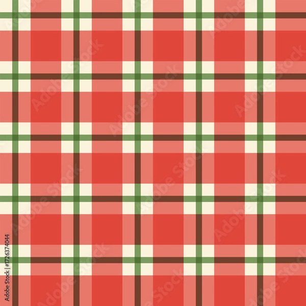Fototapeta Seamless pattern of tartan with red, green and white use for fabric texture, flat backdrop, textile print and other.