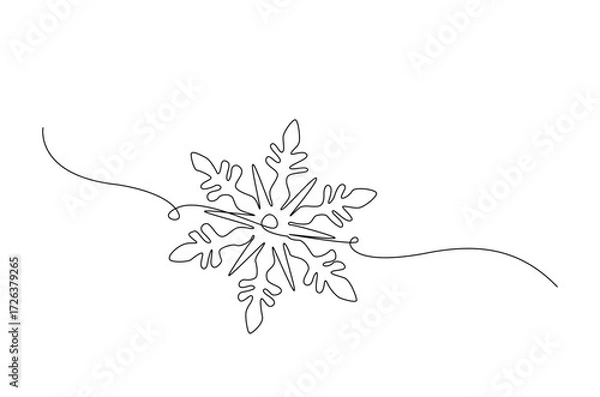 Fototapeta Snowflake in continuous one line drawing. Single line art illustration of snowflake element. Editable vector.