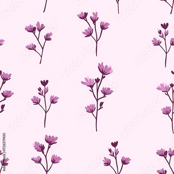 Fototapeta Seamless Botanical Pattern Featuring Verbena  