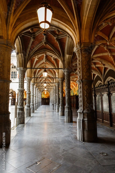 Fototapeta The interior of the old stock exchange building in Antwerp.