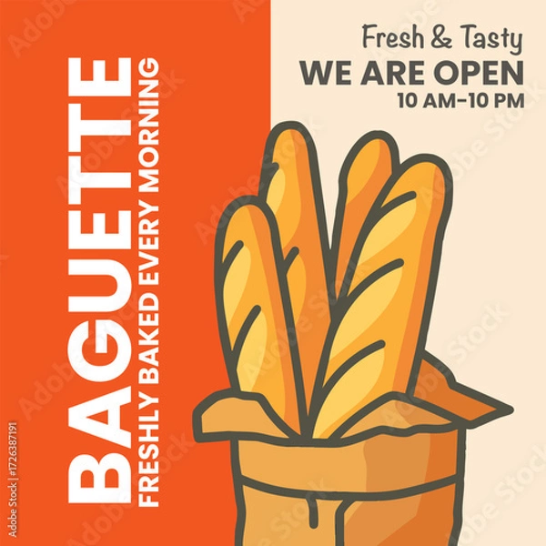 Fototapeta Fresh Baguette Bakery Advertisement Banner