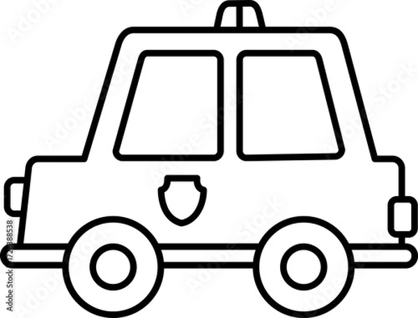 Fototapeta Car Vector Illustration. Simple Outline Car Coloring Page