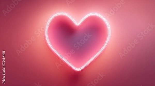 Fototapeta Vibrant Neon Heart: Glowing Pink Heart Shape on a Dark, Abstract Background, Ideal for Valentine's Day and Romantic Concepts.