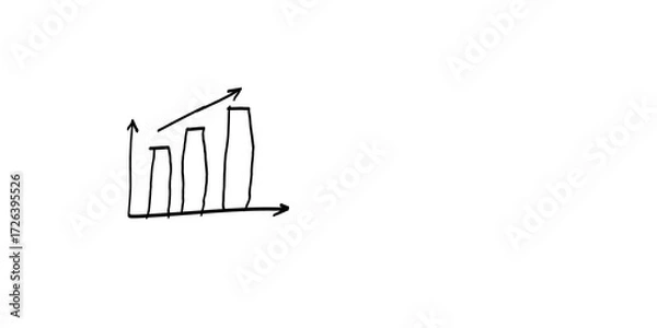 Fototapeta Hand drawn graph going up isolated on transparent background, simple illustration