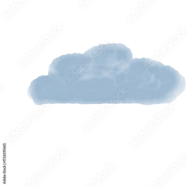 Fototapeta Watercolor cloud isolated on transparent background, a soft and dreamy illustration