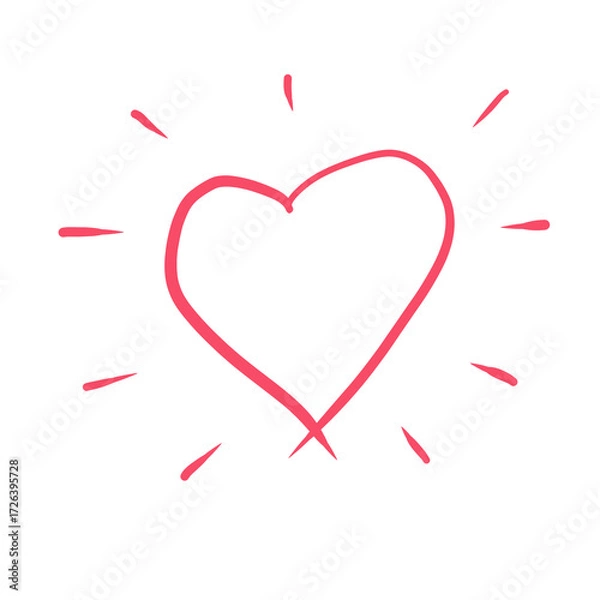 Fototapeta Hand drawn red heart isolated on transparent background for love concept