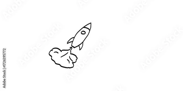 Fototapeta Hand drawn rocket launching isolated on transparent background, simple illustration