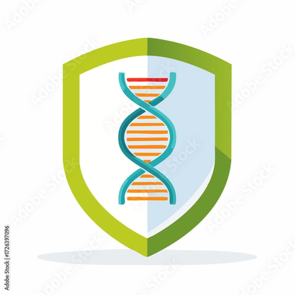 Fototapeta Genetic protection shield icon representing DNA security, biological defense, and healthcare innovation.