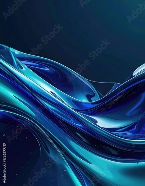 Fototapeta Abstract liquid waves in deep blues and teal