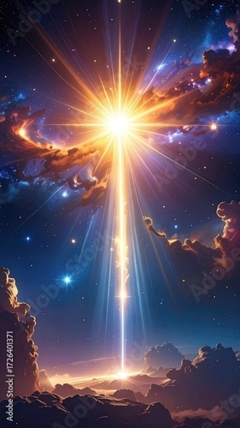 Fototapeta Celestial radiance erupts from a starburst